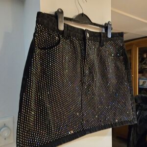 Black Rhinestone Embellished Skirt